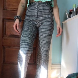 Amazing zipper plaid flare pants